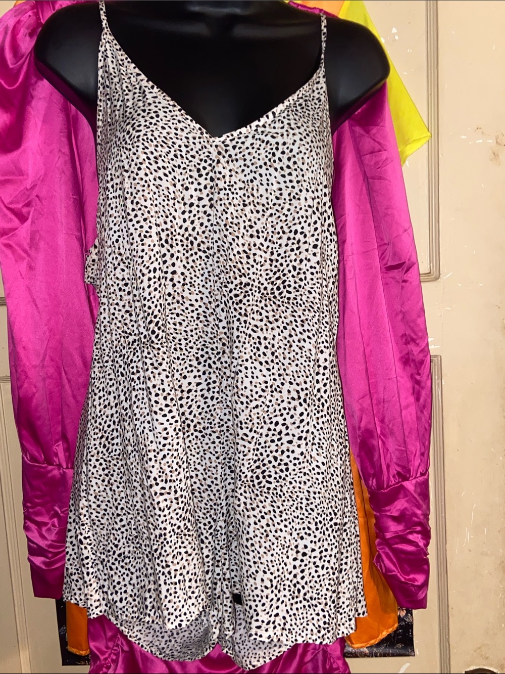 VTG ANIMAL PRINT ROMPER Victoria’s  Secret Black White & Tan Spots